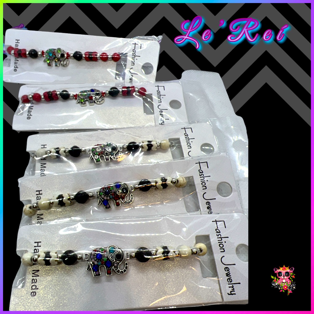 Elephant Lava Bead Pullstring Bracelets